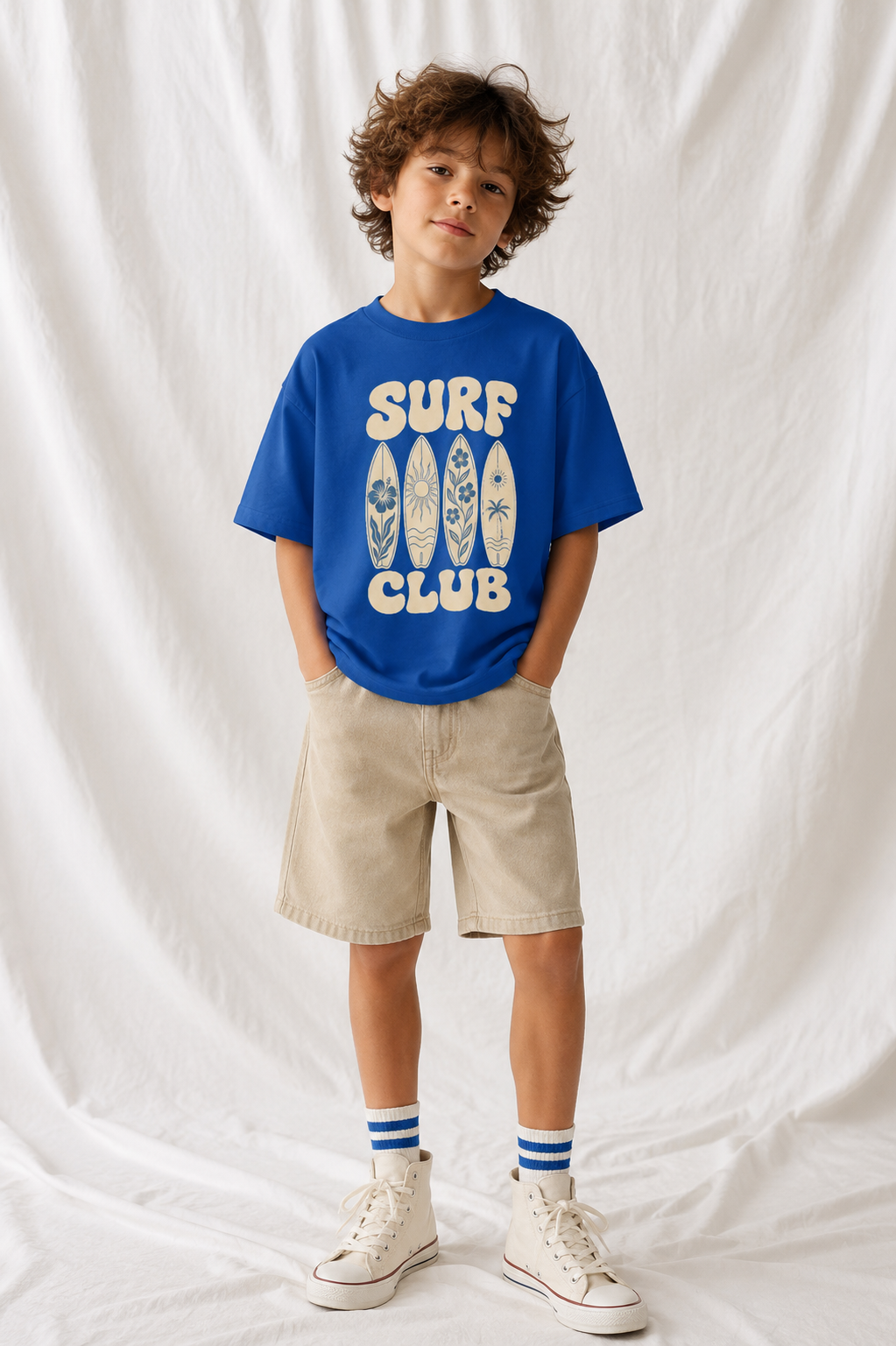 Youth T-Shirt — "Surf Club" Retro Surfboard Graphic