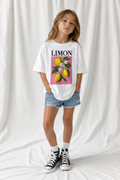 Limon Youth T‑Shirt — Vintage Lemon Graphic on Pink Background