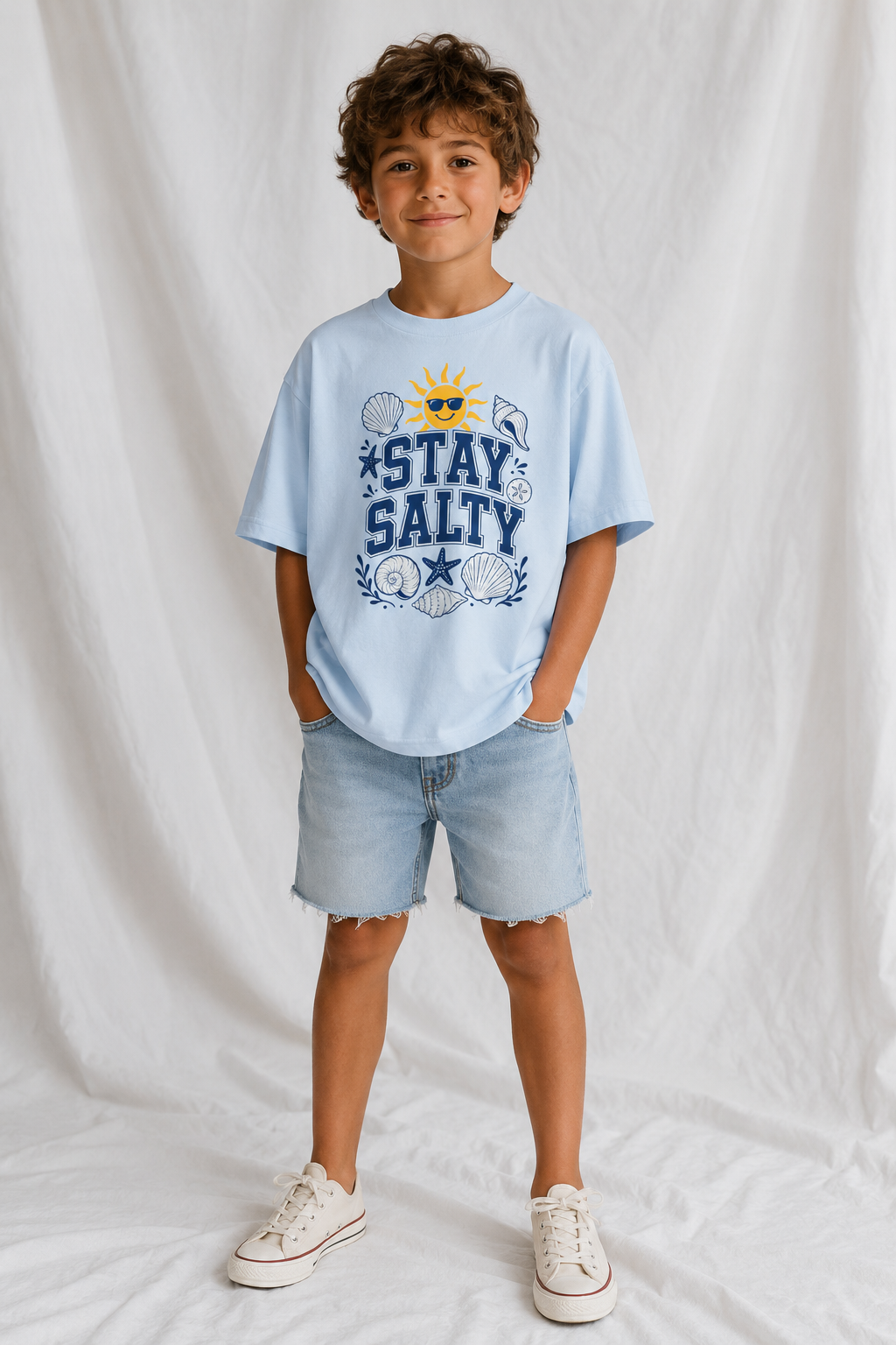 Stay Salty Kids T-Shirt — Beach Shells & Sunny Vibes Youth Tee