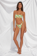 Women's Orange Citrus Bandeau Bikini Set | V-Cut Two-Piece Swimsuit
