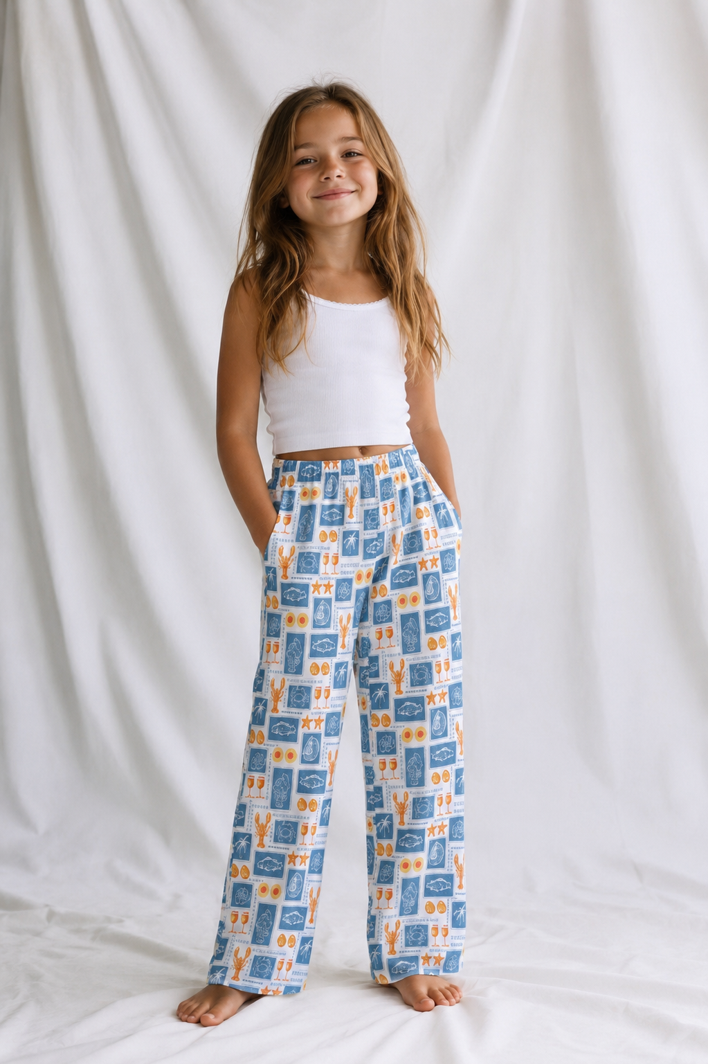 Kids Lounge Pants — Nautical Sea Creatures Pattern