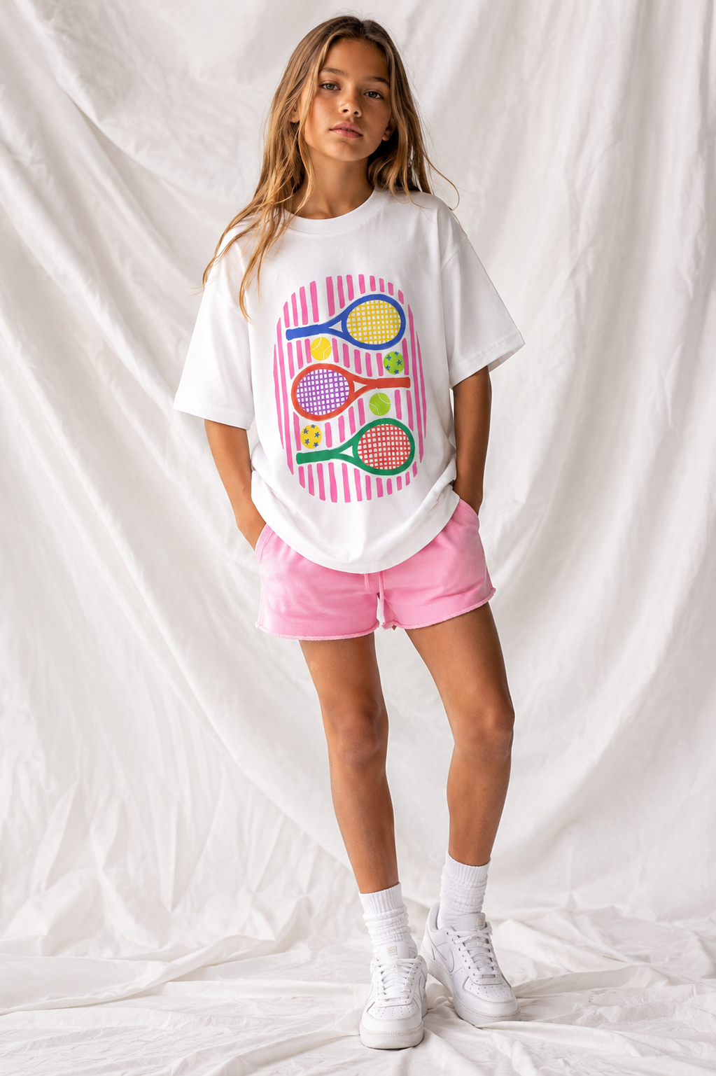 Youth Tennis Racket T-Shirt — Colorful Pickleball & Tennis Kids Tee