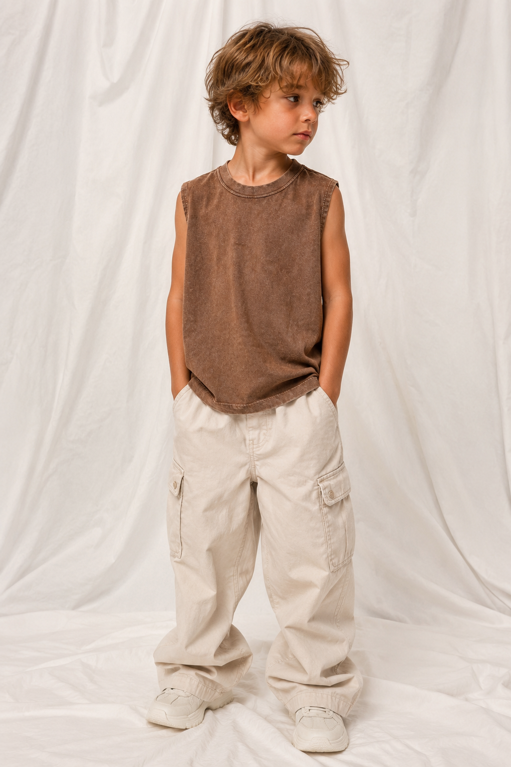Snow Washed Kids Tank Top | Vintage Cotton Sleeveless Shirt