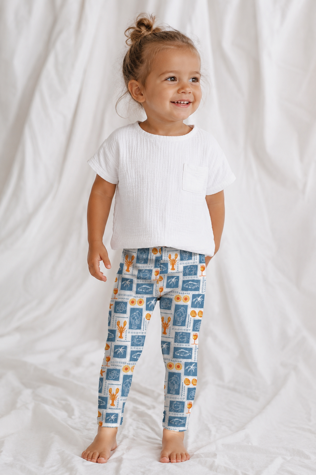 Kids Leggings — Nautical Lobster & Seashell