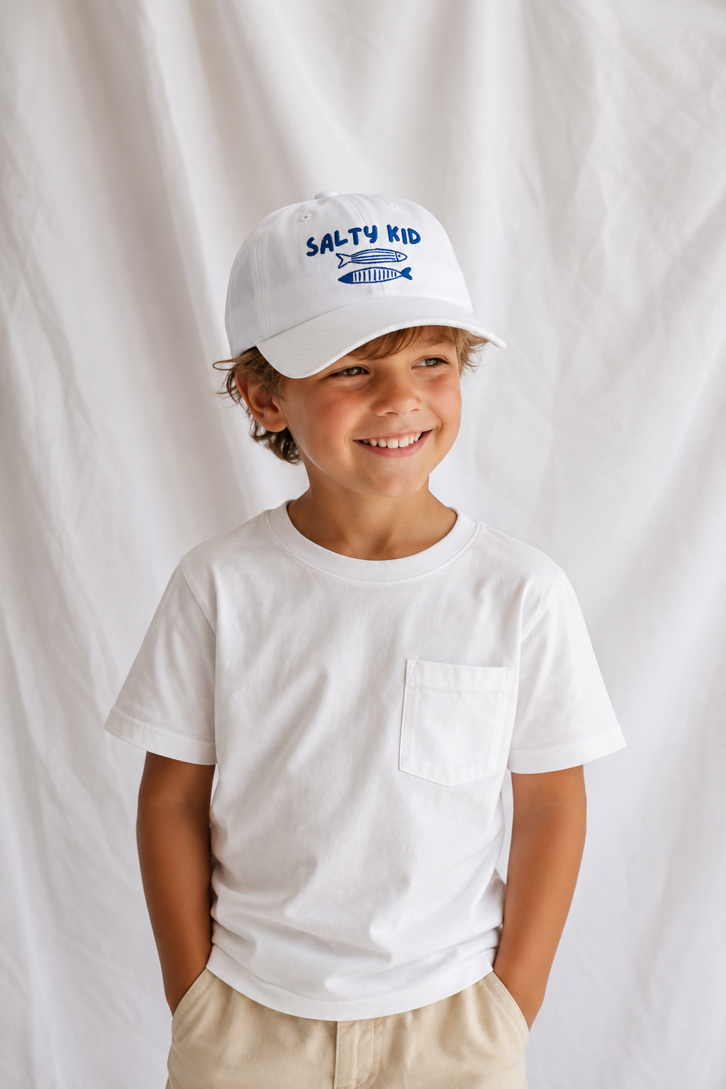 Salty Kid Embroidered Kids Cap | Adjustable Cotton Baseball Hat