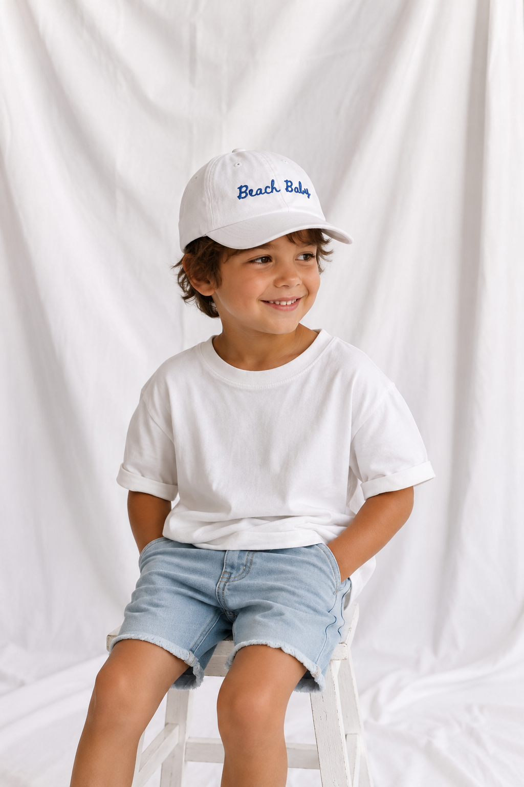 Beach Baby Embroidered Kids Cap | Adjustable Cotton Baseball Hat