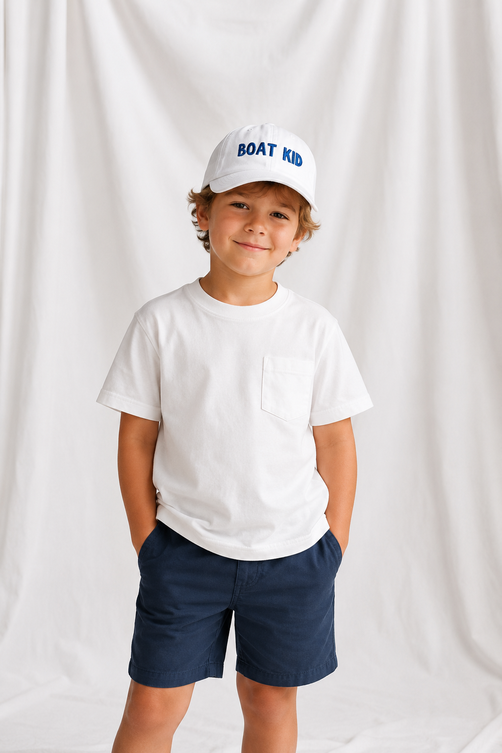 Boat Kid Embroidered Kids Cap | Adjustable Cotton Baseball Hat