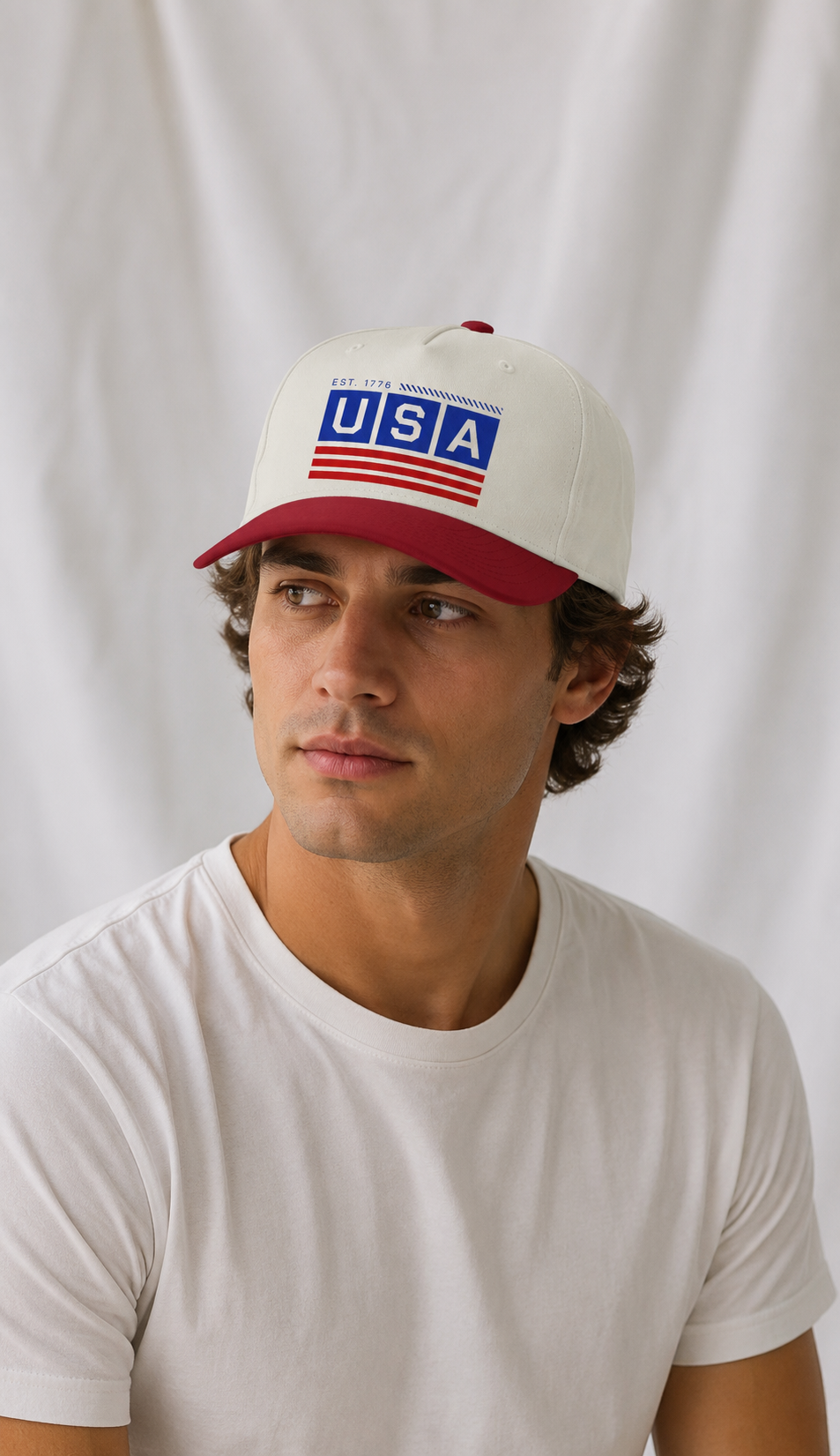 USA Two-Tone Snapback Hat | Vintage Cotton Baseball Cap