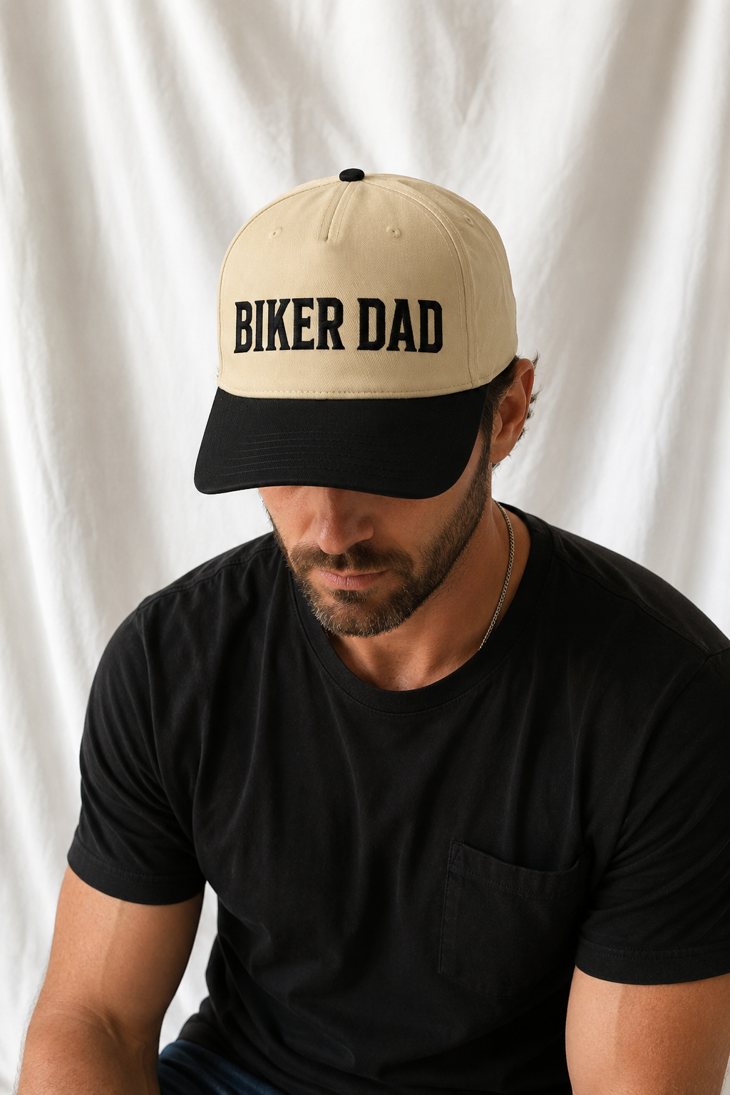 Biker Dad Embroidered 5-Panel Cap | Adjustable Mid-Profile Snapback Hat