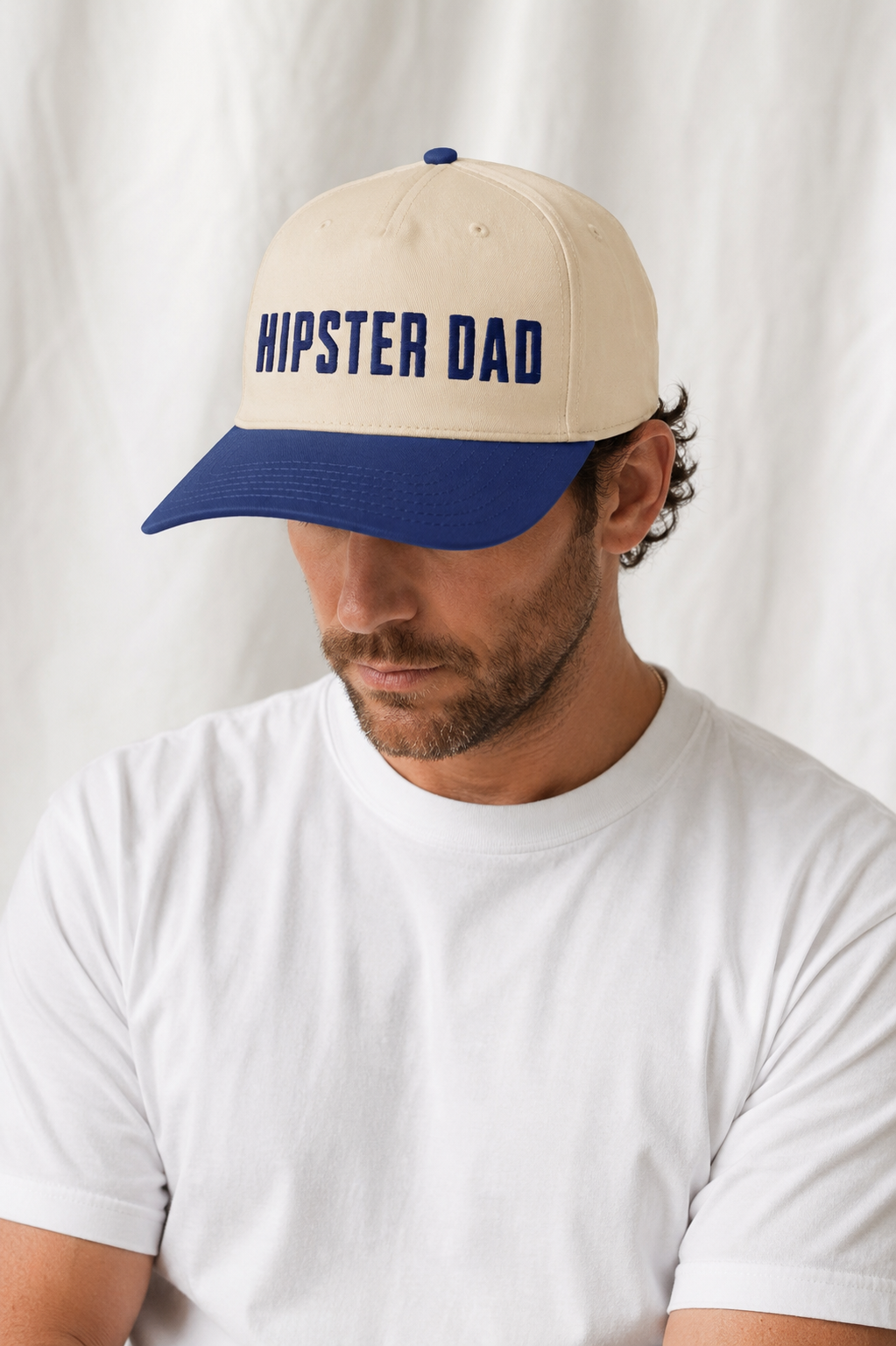 Hipster Dad Embroidered 5-Panel Cap | Adjustable Mid-Profile Snapback Hat