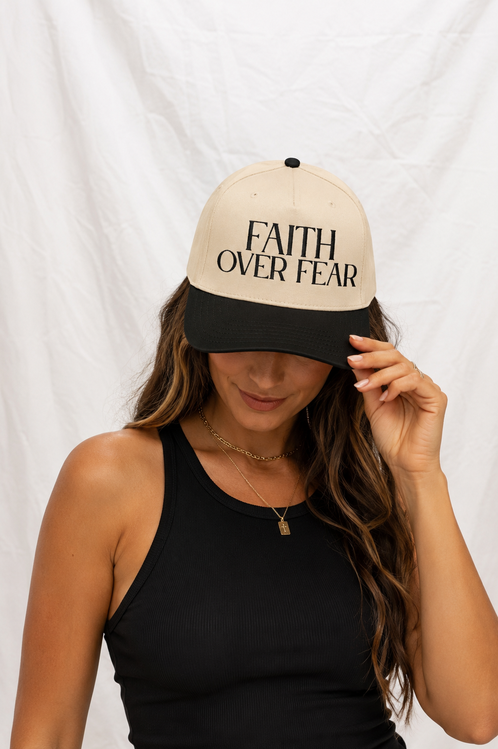 Faith Over Fear Embroidered 5-Panel Cap | Adjustable Mid-Profile Snapback Hat