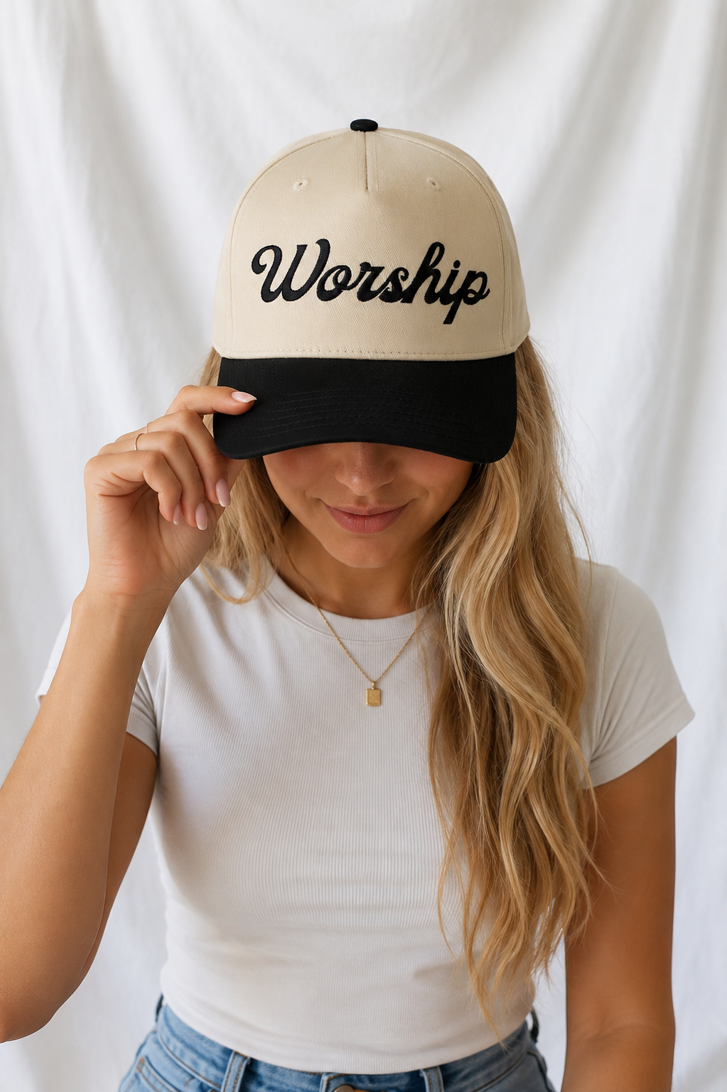 Worship Embroidered 5-Panel Cap | Adjustable Mid-Profile Snapback Hat