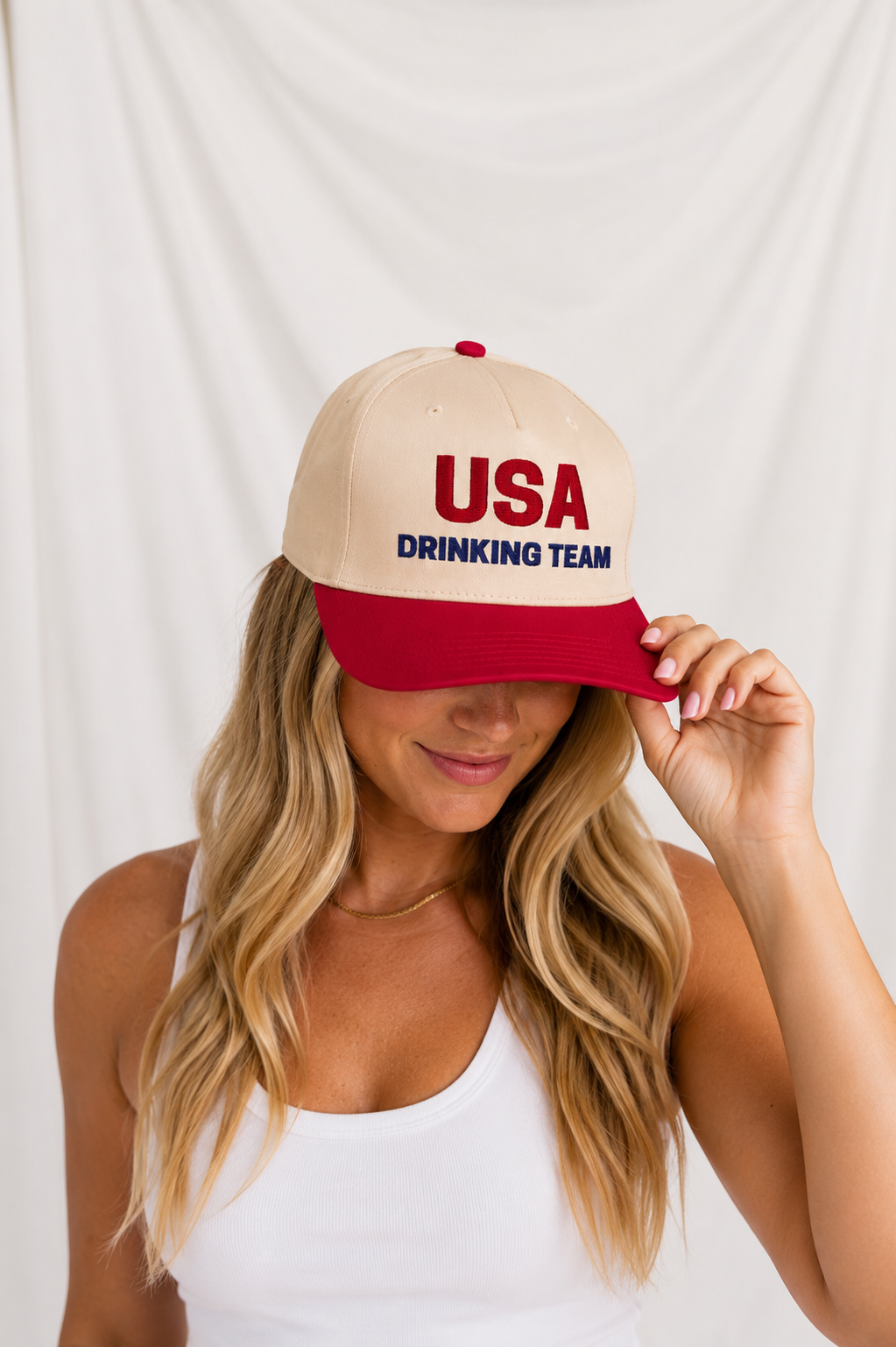 USA Drinking Team Embroidered 5-Panel Cap | Adjustable Mid-Profile Snapback Hat