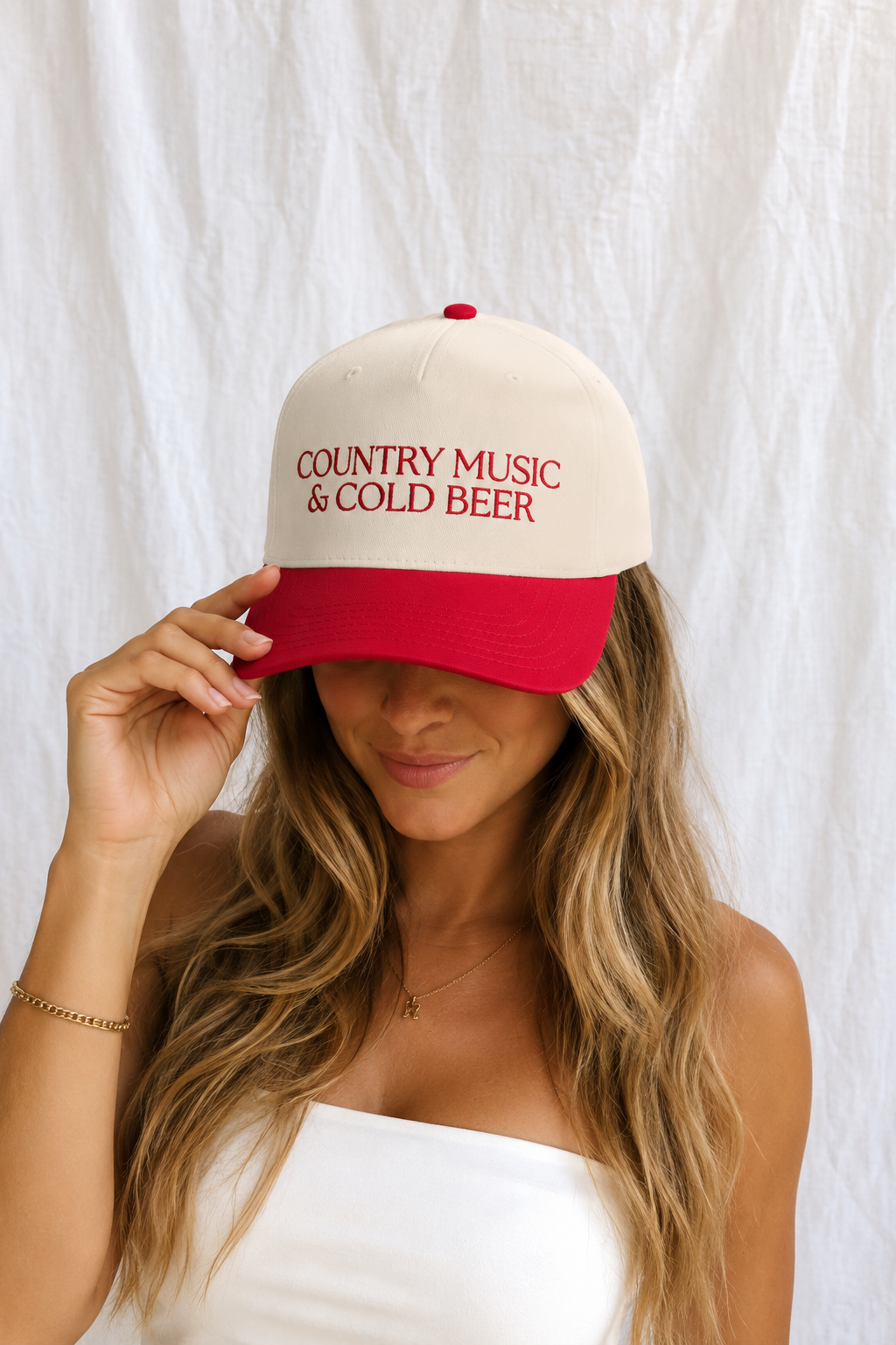 Country Music & Cold Beer Embroidered 5-Panel Cap | Adjustable Mid-Profile Snapback Hat
