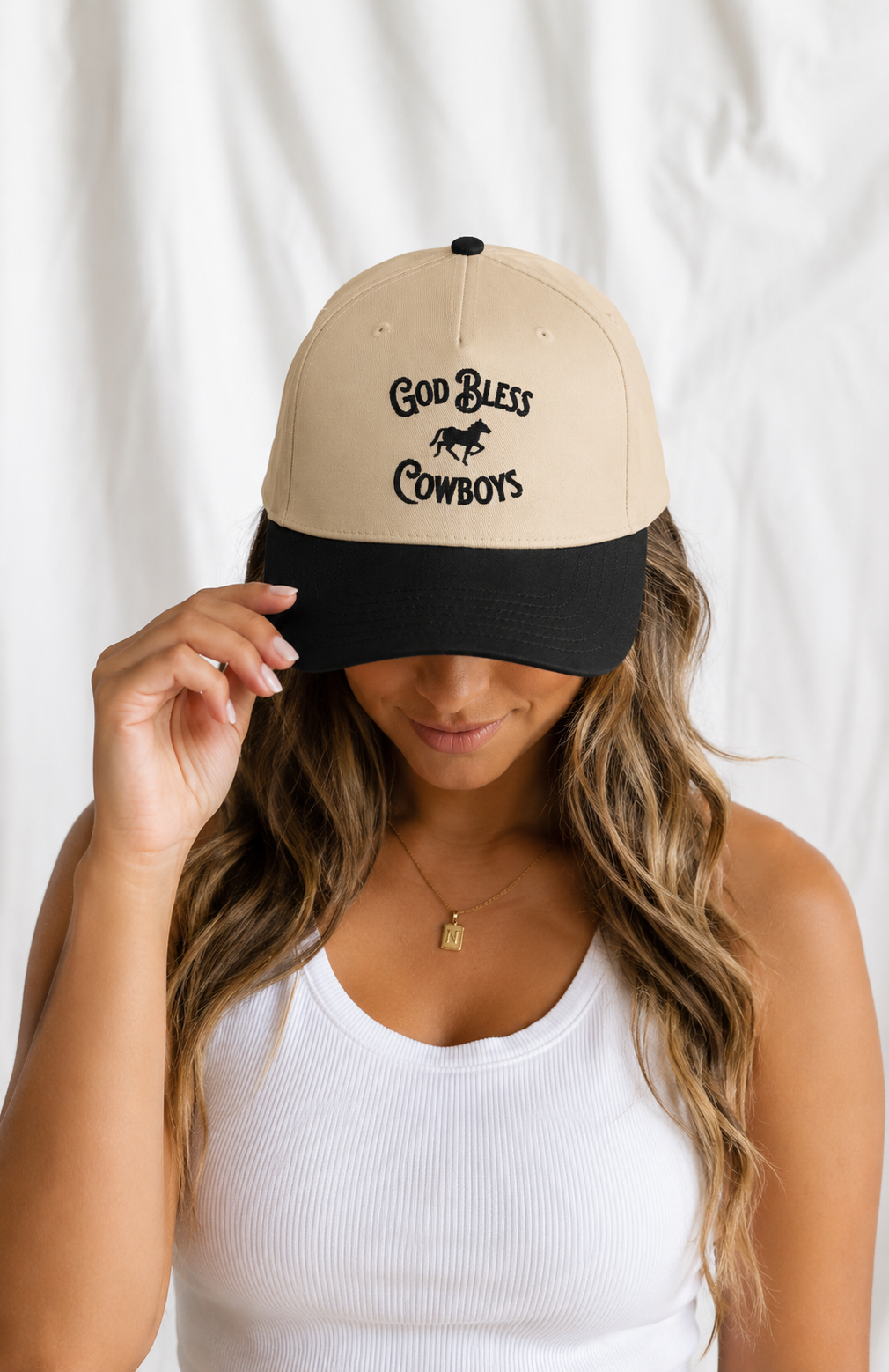God Bless Cowboys Embroidered 5-Panel Cap | Adjustable Mid-Profile Snapback Hat