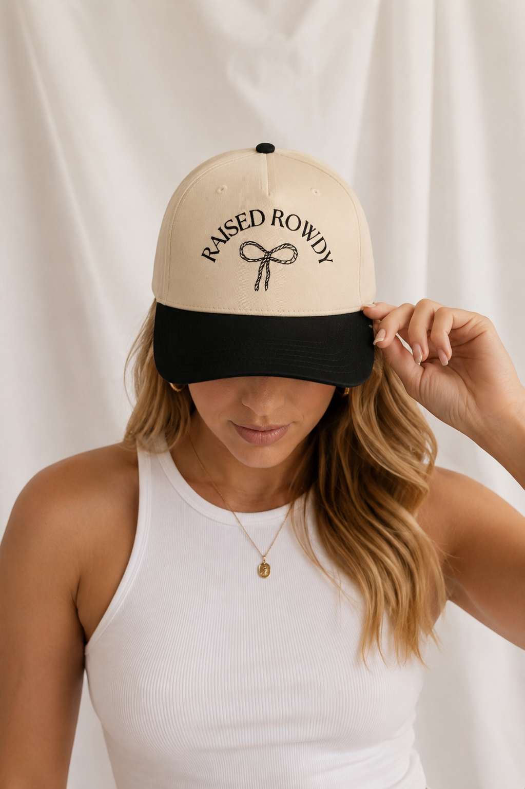 Raised Rowdy Embroidered 5-Panel Cap | Adjustable Mid-Profile Snapback Hat
