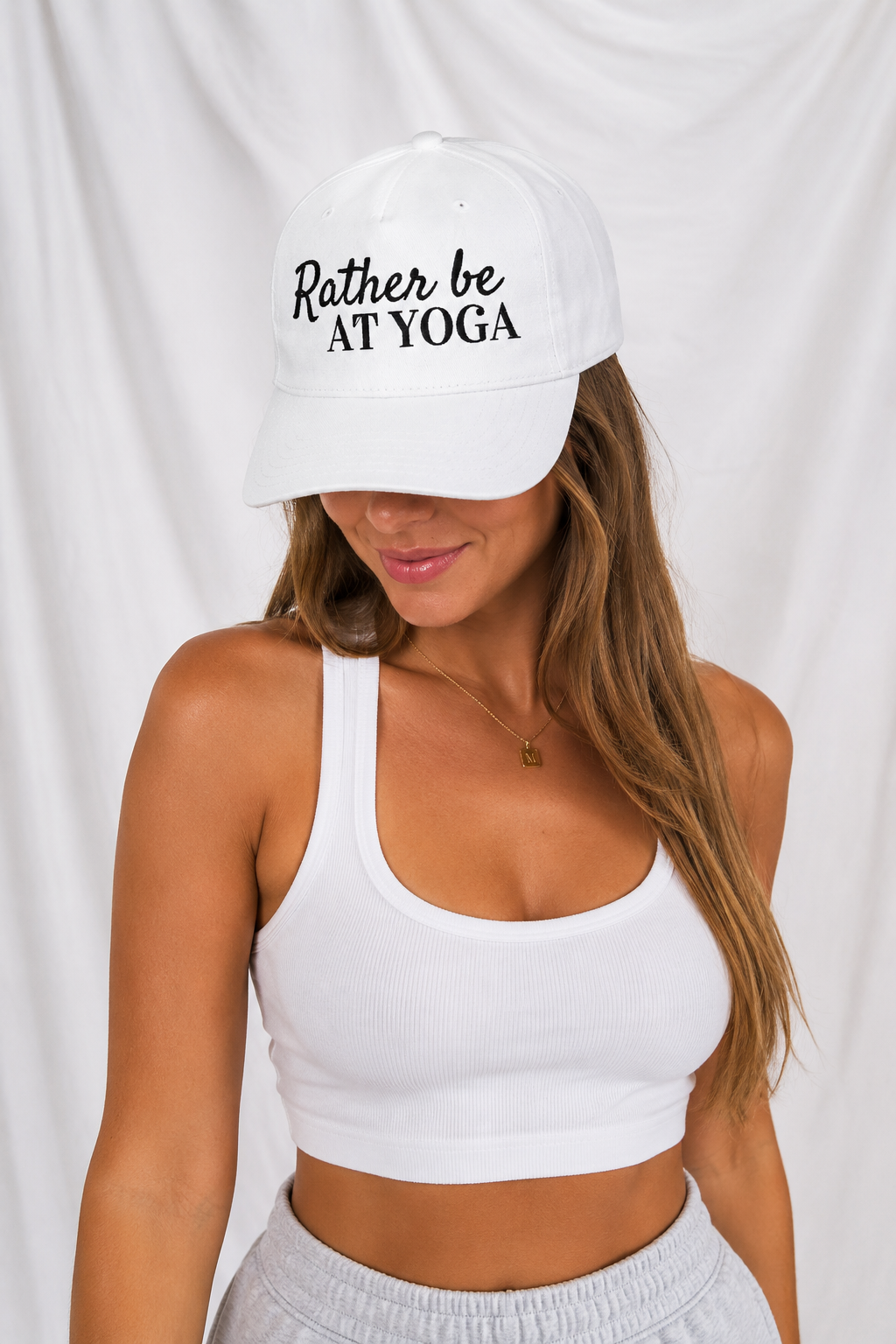 Rather Be at Yoga Embroidered 5-Panel Cap | Adjustable Mid-Profile Snapback Hat