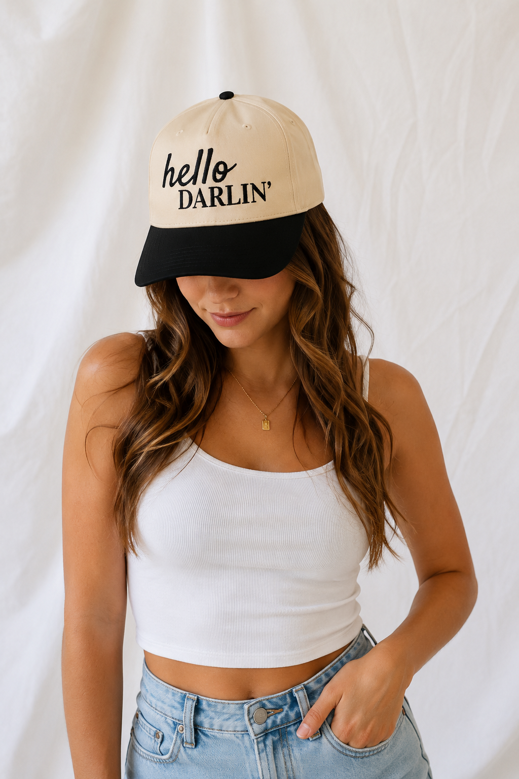 Hello Darlin' Embroidered 5-Panel Cap | Adjustable Mid-Profile Snapback Hat