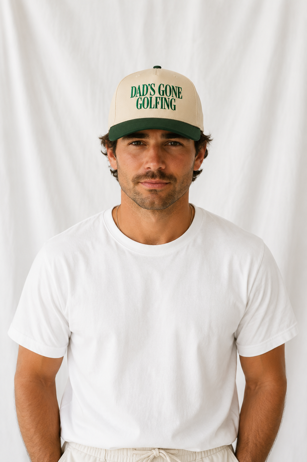 Dad's Gone Golfing Embroidered 5-Panel Cap | Adjustable Mid-Profile Snapback Hat