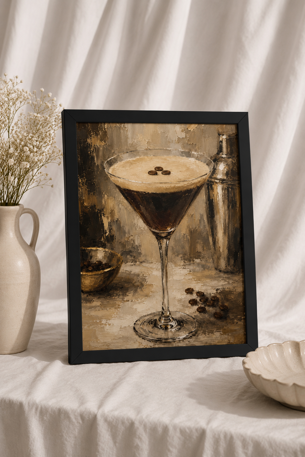 Espresso Martini Framed Print | Modern Cocktail Bar Wall Art | Ayous Wood Frame