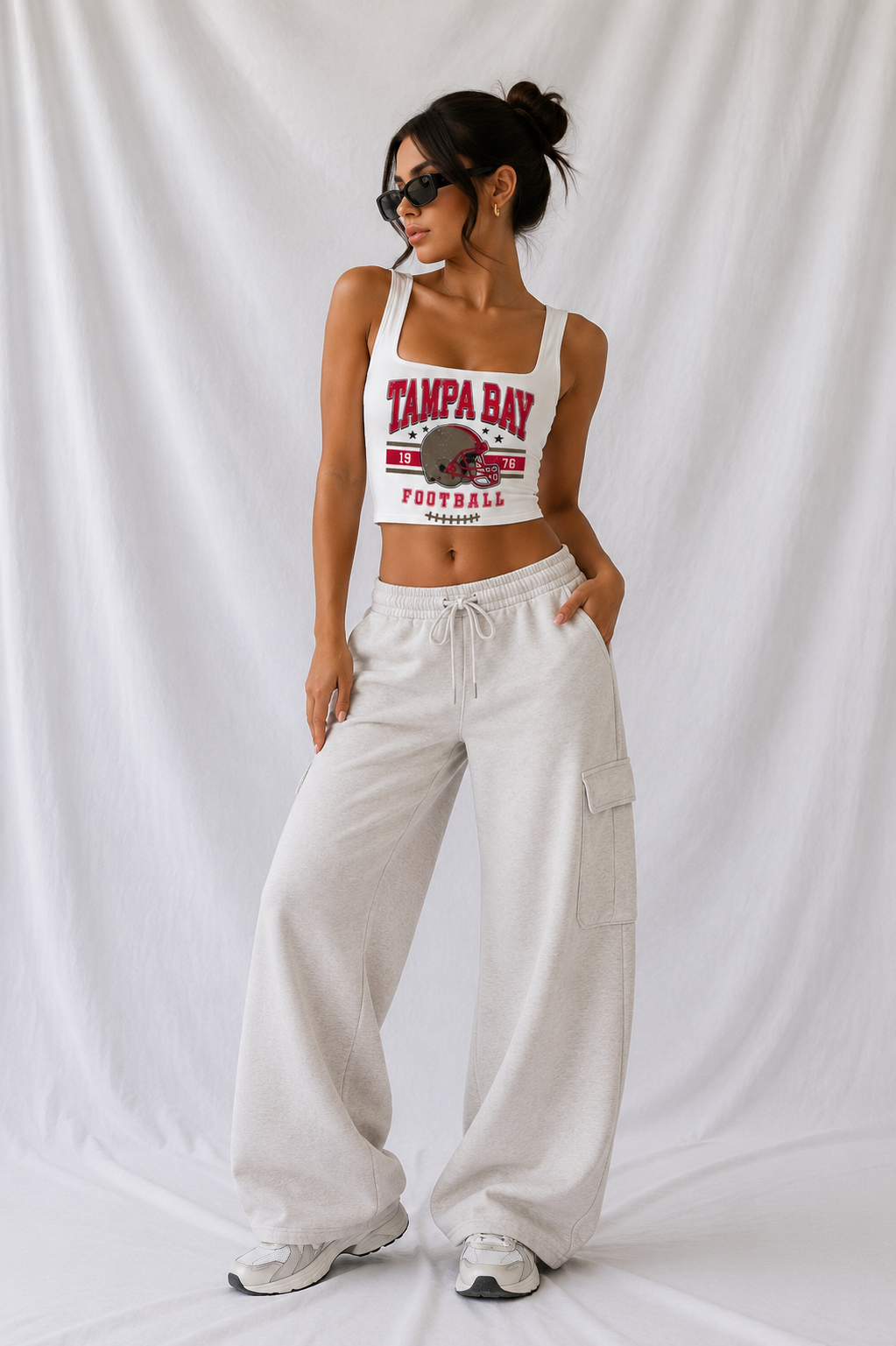 Tampa Bay Square Neck Crop Tank Top, Football Game Day Top, Women’s Tailgate Shirt, Football Season