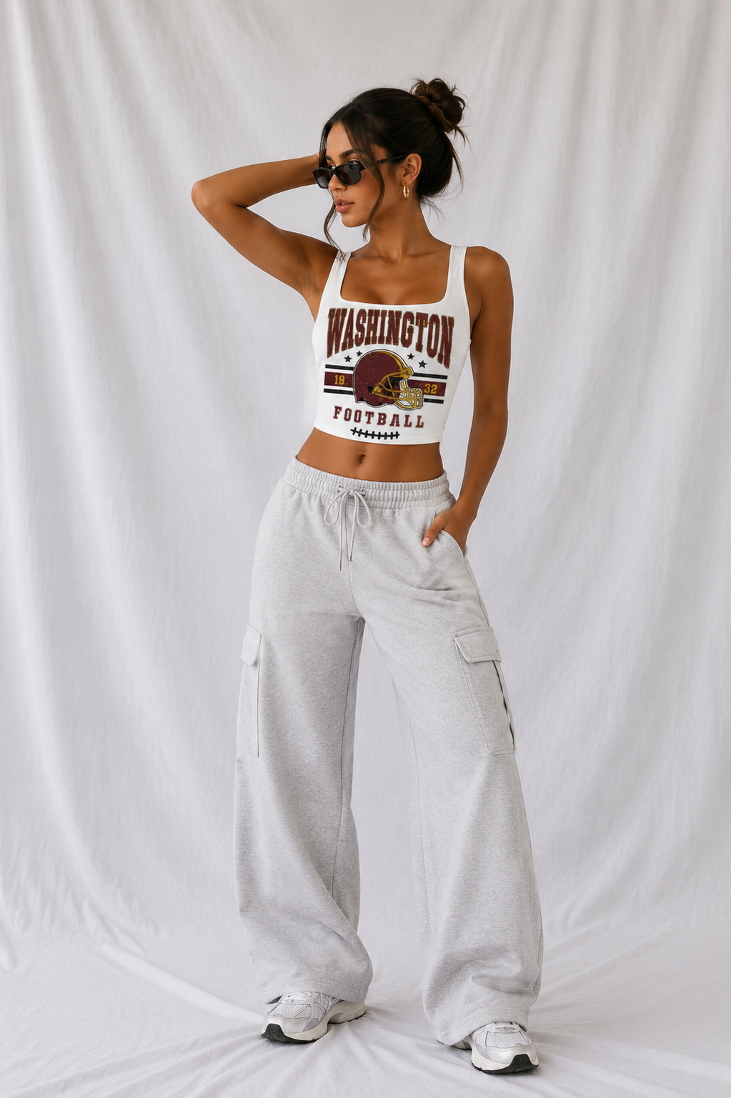 Washington Square Neck Crop Tank Top, Football Game Day Top, Women’s Tailgate Shirt, Football Season