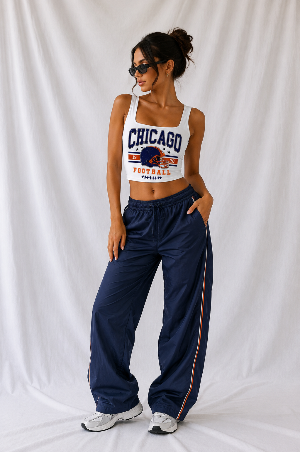 Chicago Square Neck Crop Tank Top, Football Game Day Top, Women’s Tailgate Shirt, Football Season Ou