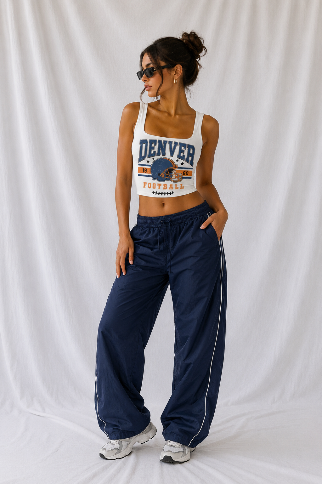 Denver Square Neck Crop Tank Top, Football Game Day Top, Women’s Tailgate Shirt, Football Season Out
