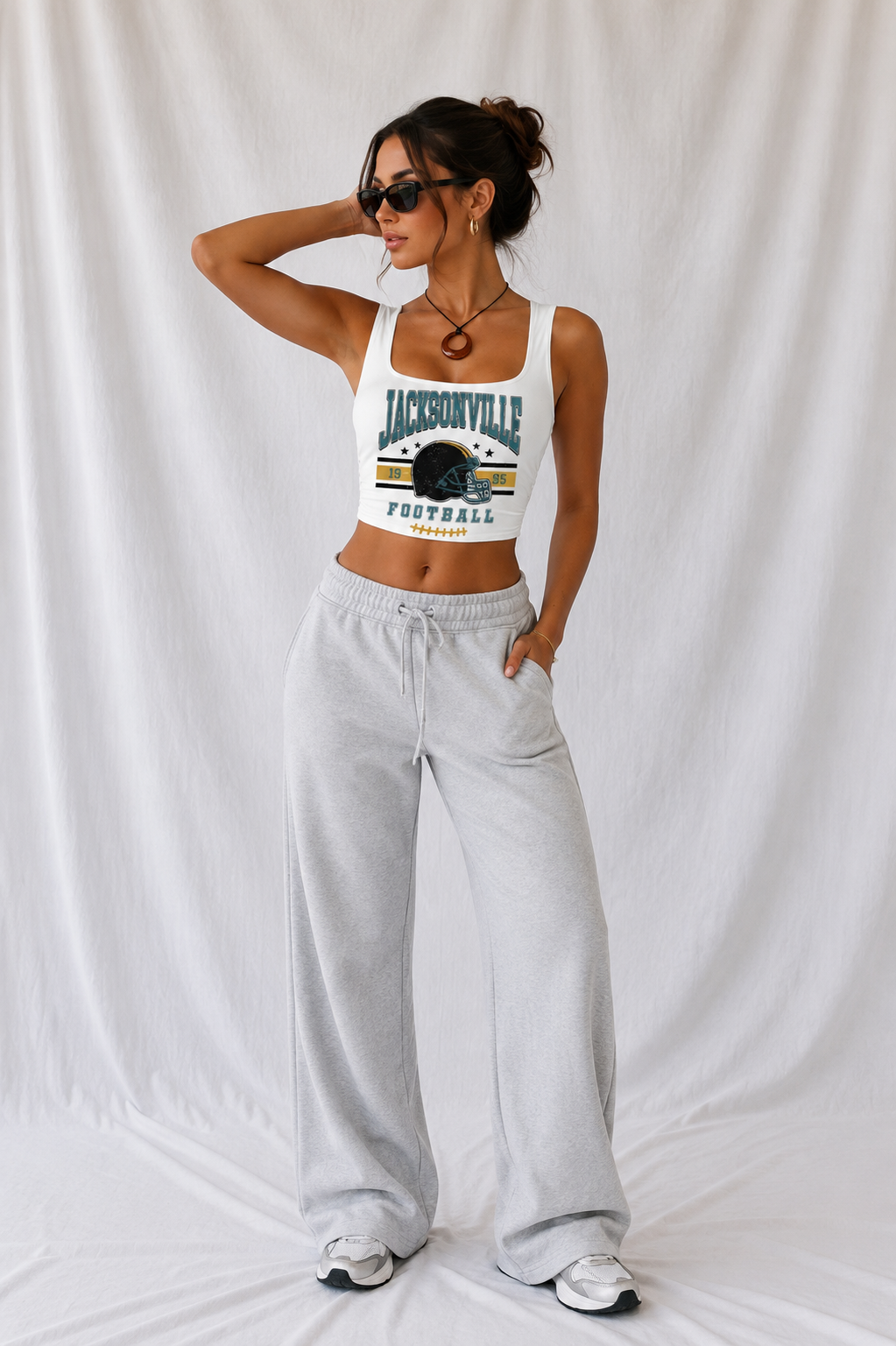 Jacksonville Square Neck Crop Tank Top, Football Game Day Top, Women’s Tailgate Shirt, Football Seas