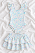 Confetti Birthday Girls’ Ruffle Swimsuit & Skirt Set – Kids Birthday Swimwear