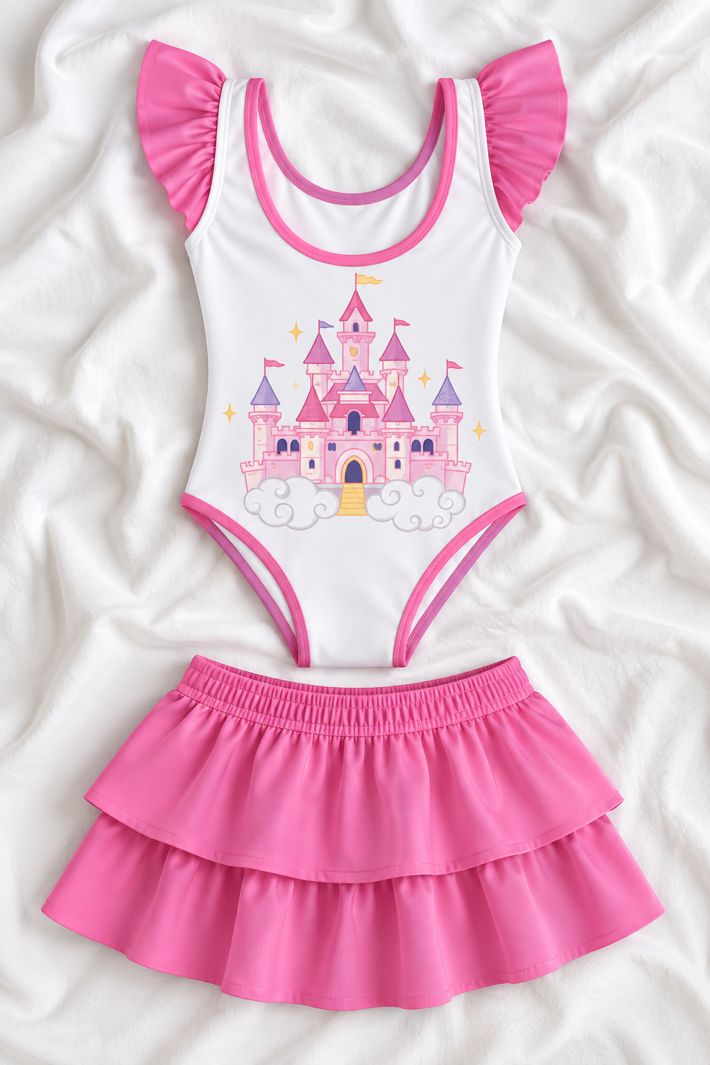 Princess Girls’ Ruffle Swimsuit & Skirt Set – Kids Swimwear