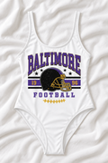 Baltimore Football One-Piece Swimsuit – Women’s Game Day Swimwear