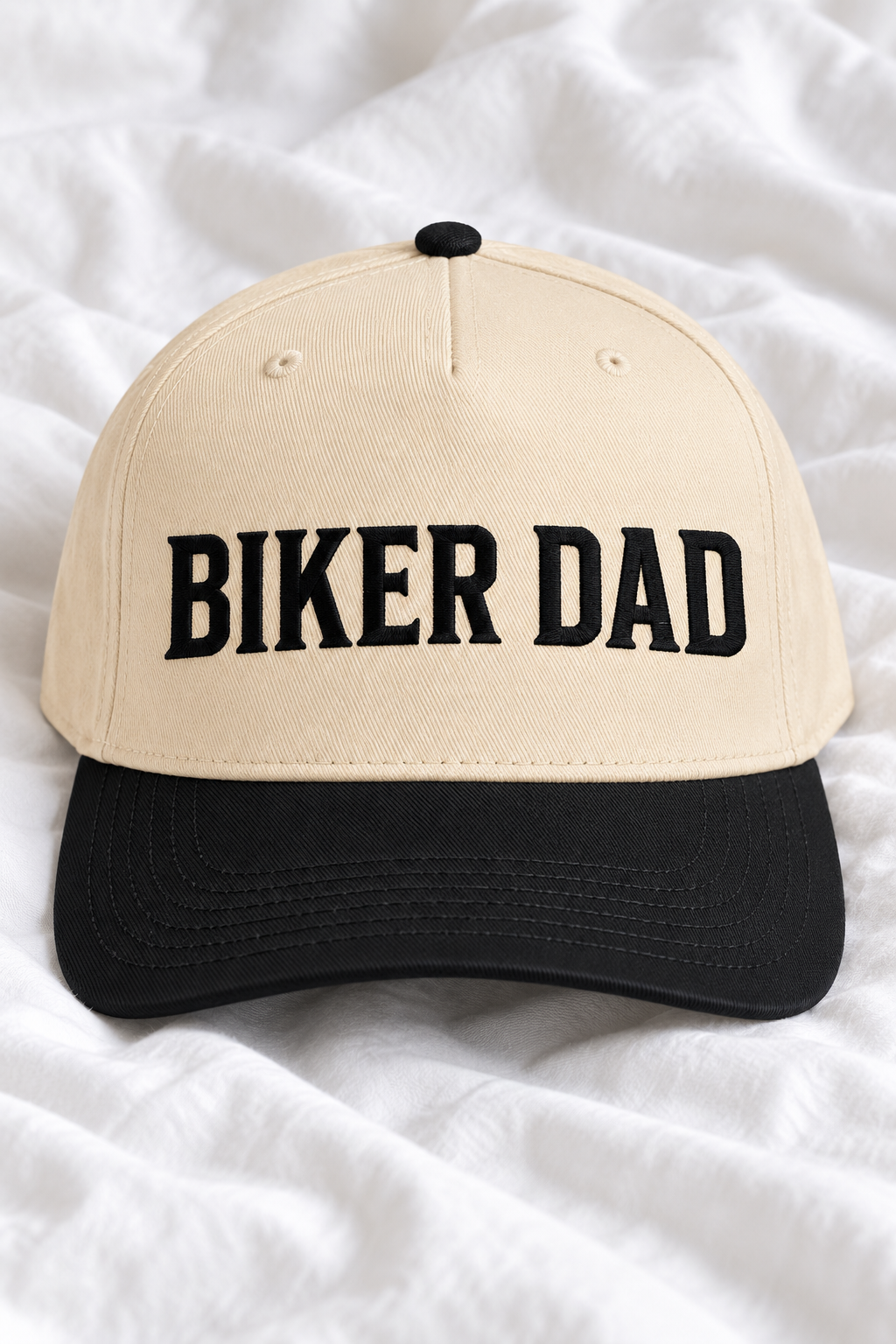 Biker Dad Embroidered 5-Panel Cap | Adjustable Mid-Profile Snapback Hat