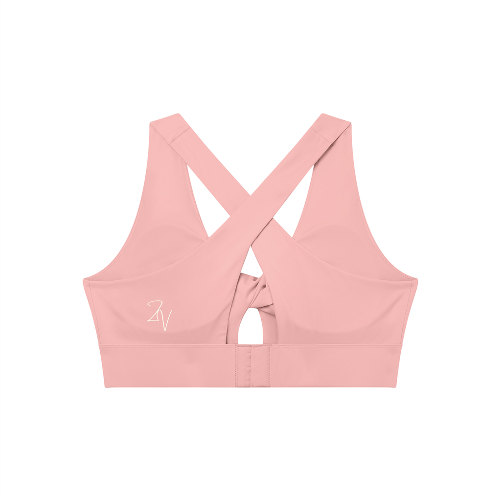 Women's Twist Front V-Neck Sports Bra | Built-In Padded Athletic Workout Bra