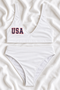 USA High-Waisted Two-Piece Bikini – Women’s Patriotic Swimsuit