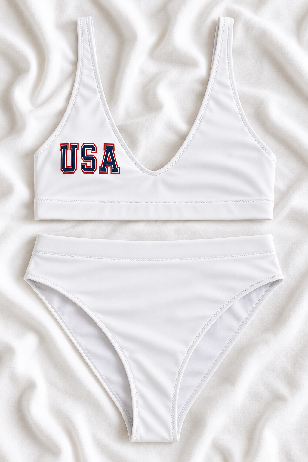 USA High-Waisted Two-Piece Bikini – Women’s Patriotic Swimsuit