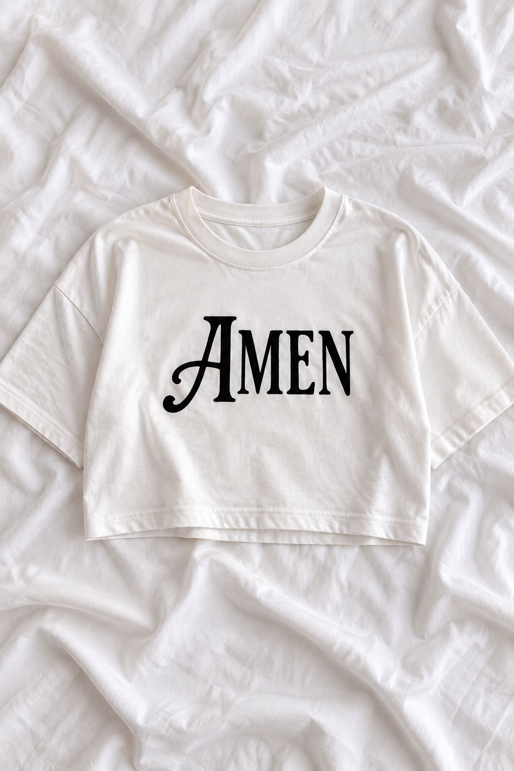 Amen Oversized Cropped Graphic Tee – Women’s Faith T-Shirt