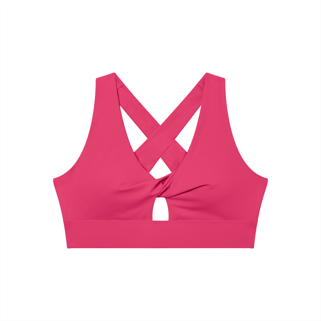Women's Twist Front V-Neck Sports Bra | Built-In Padded Athletic Workout Bra