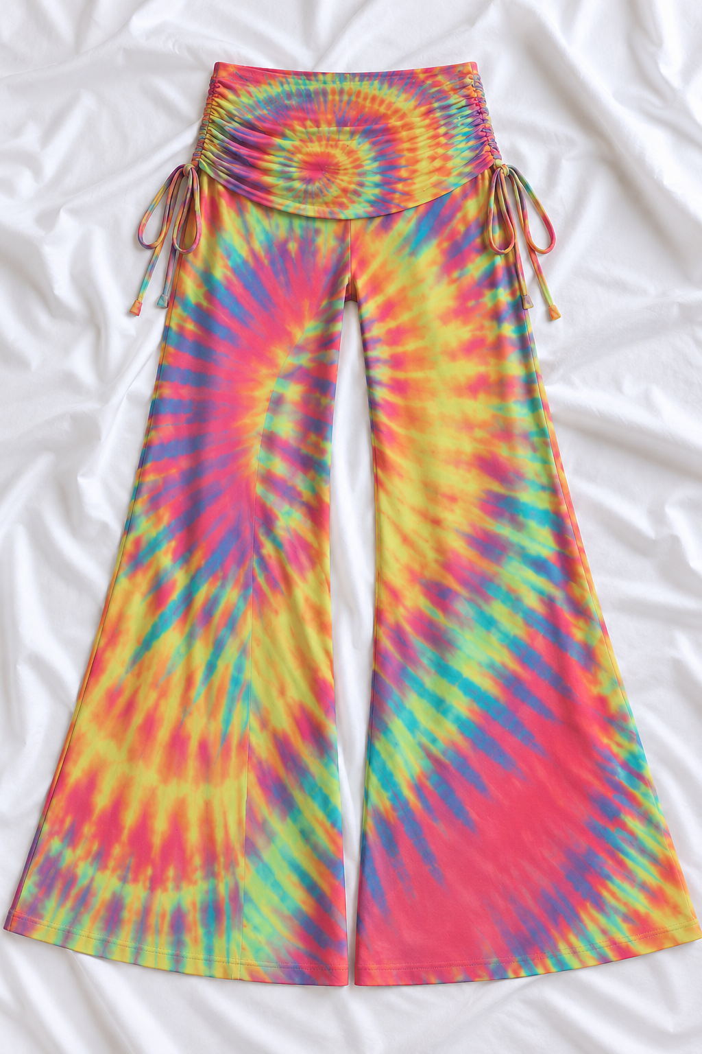 Rainbow Tie-Dye Wide Leg Pants | Women's Groovy Festival Lounge Pants