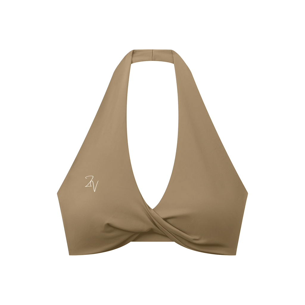 Women's Pleated Halter Sports Bra | Built-In Padded Athletic Workout Bra