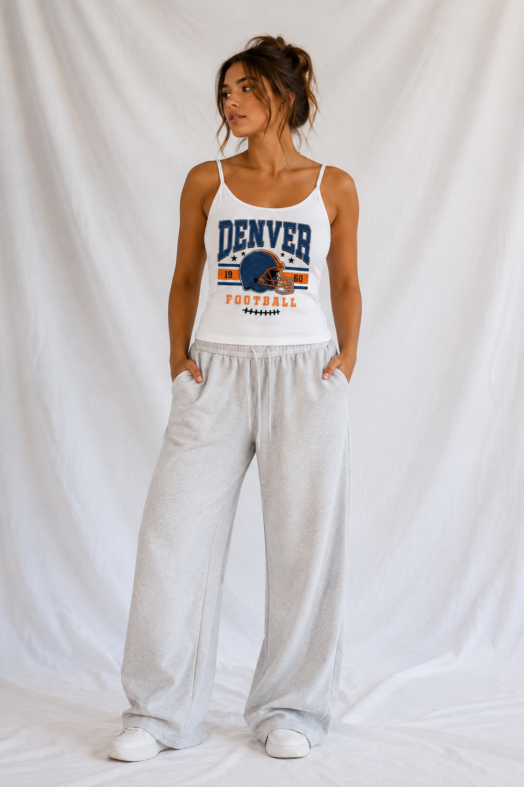 Denver Low Back Tank Top – Women’s Football Game Day Shirt, Backless Tailgate Top