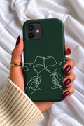 Dark Green Wine Glass iPhone Case – Minimalist Wine Lover Phone Case
