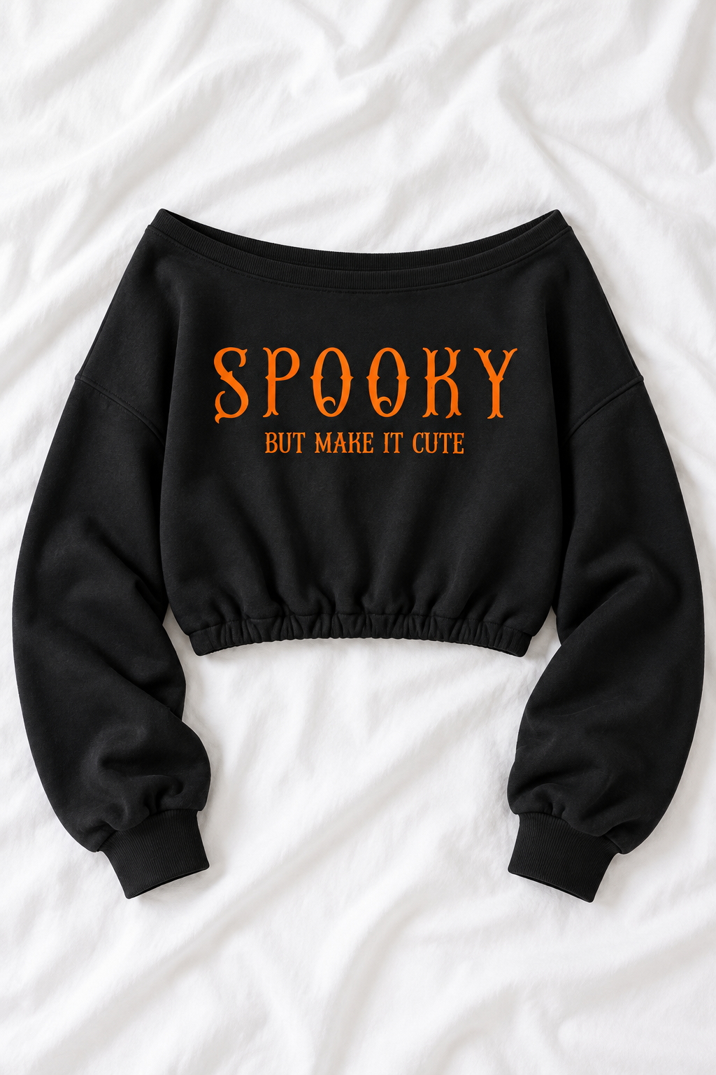 Spooky But Make It Cute Women’s Off-Shoulder Cropped Sweatshirt