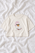 Reading Goose Oversized Cropped Graphic Tee – Women’s Book Lover T-Shirt