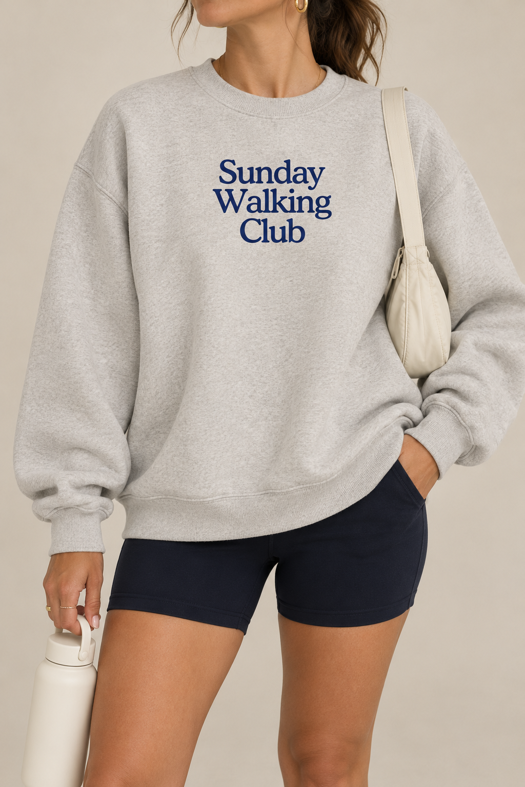 Sunday Walking Club Boxy Fleece Crewneck Sweatshirt – Blue Graphic Sweatshirt