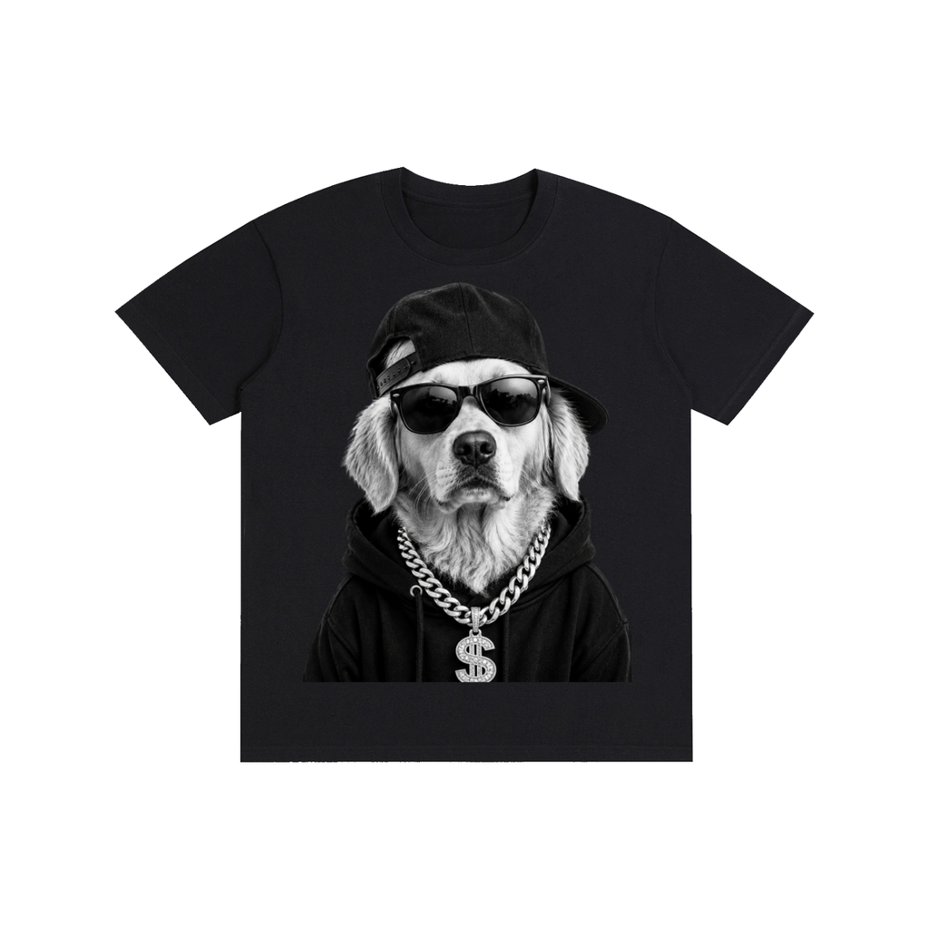Gangster Golden Retriever Unisex Cotton Tee | Funny Dog Graphic T-Shirt for Adults