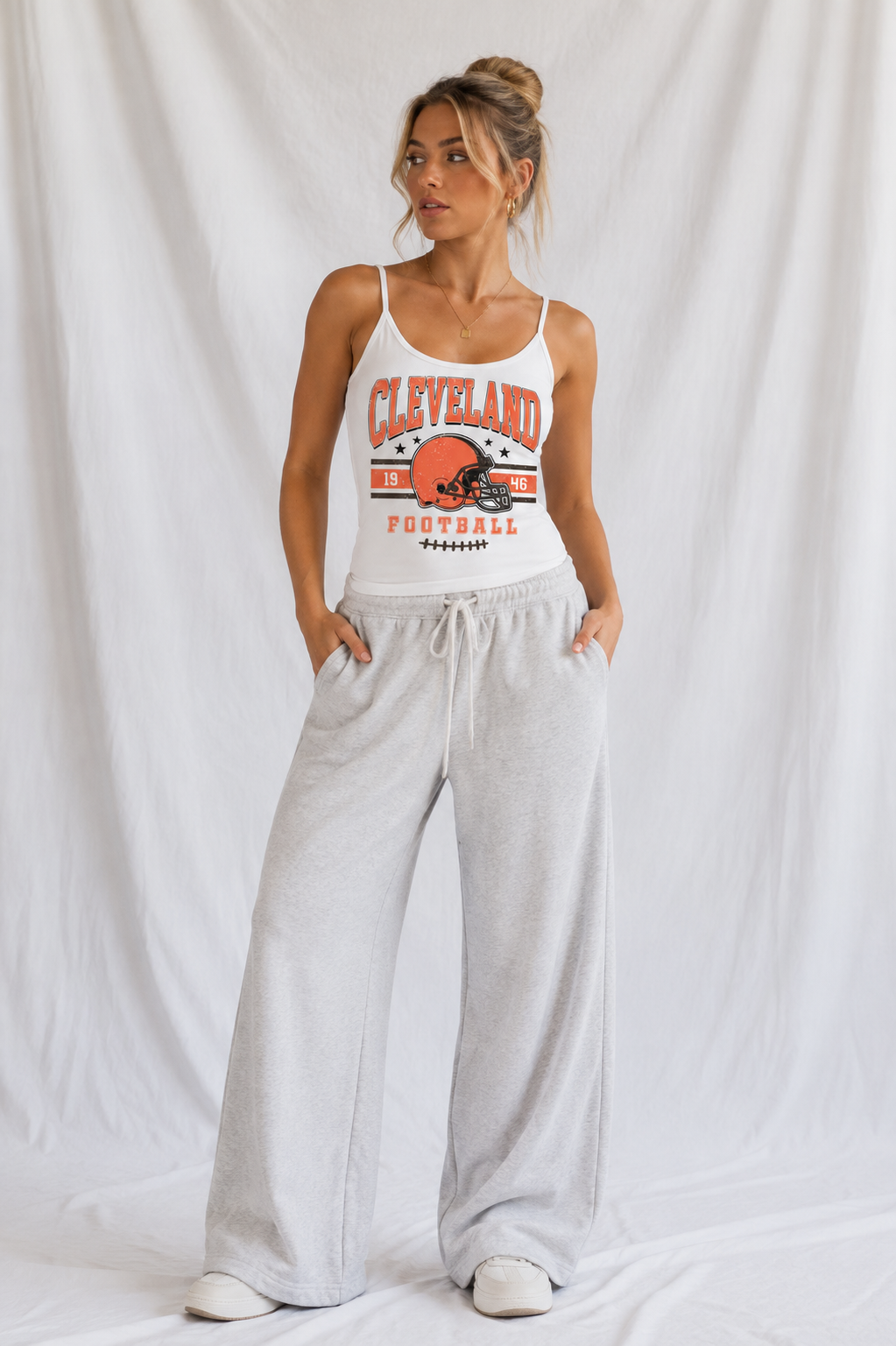 Cleveland Low Back Tank Top – Women’s Football Game Day Shirt, Backless Tailgate Top