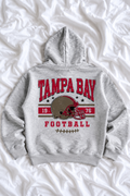Vintage Tampa Bay Football Oversized Hoodie | Retro Game Day Graphic Sweatshirt | Red & Pewter Football Pullover