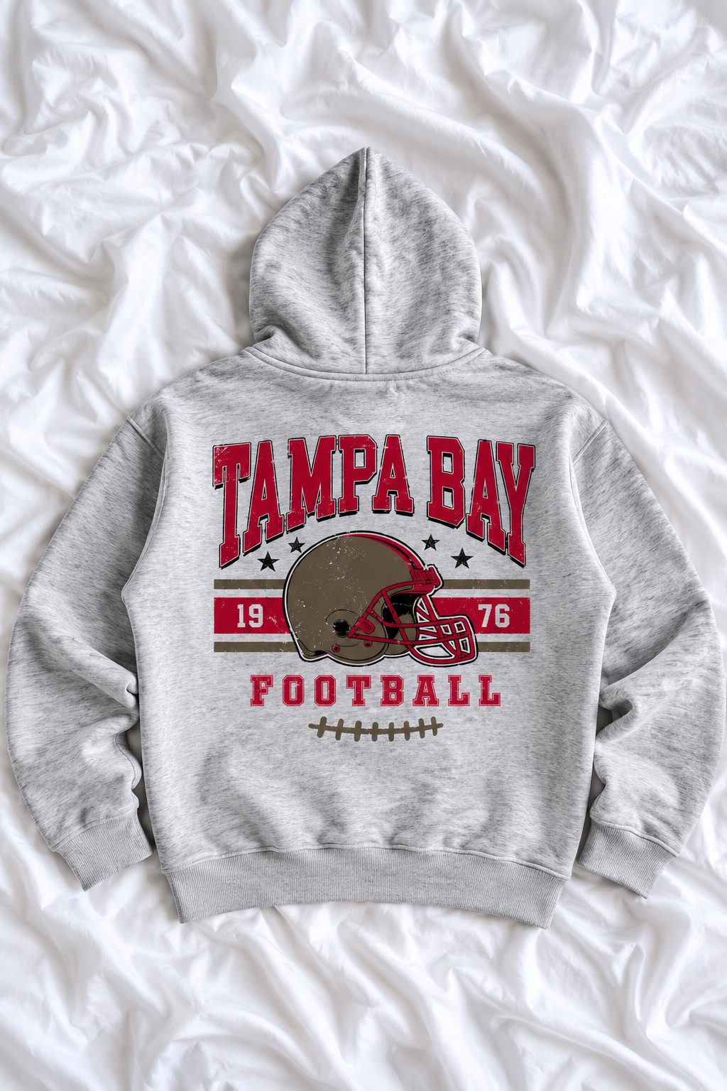 Vintage Tampa Bay Football Oversized Hoodie | Retro Game Day Graphic Sweatshirt | Red & Pewter Football Pullover