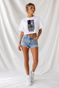 American Eagle Women's Baby Crop Tee | Patriotic Cotton Crop Top